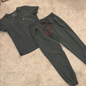 Figs Green/Gray Jogger Pants and Top Set